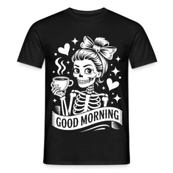 Coffee Skeleton Morning Motif - Men's T-Shirt - black - Front - AI Model Male 178 light (178cm)