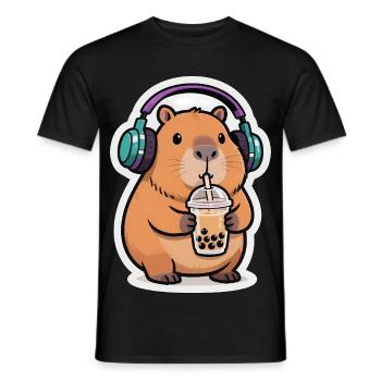 Süßes Capybara Bubble Tea Kawaii Tier Geschenk - Männer T-Shirt - Schwarz - Vorne - AI Model Male 178 light (178cm)