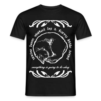 VOUS AVEZ REÇU LA VISITE D’UN PETIT ANGE À FOURRURE - T-shirt homme - noir - Devant - AI Model Male 178 light (178cm)