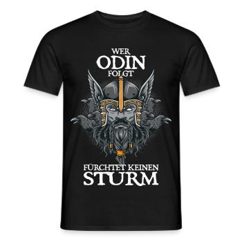 Wer Odin folgt fürchtet keinen Sturm - Männer T-Shirt - Schwarz - Vorne - AI Model Male 178 light (178cm)