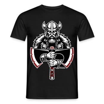 Bouclier Viking Runes Entrelacs Celtiques Mascotte - T-shirt homme - noir - Devant - AI Model Male 178 light (178cm)