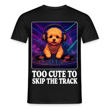 DJ Maltipoo : Trop mignon pour passer la piste - Neon Art - T-shirt homme - noir - Devant - AI Model Male 178 light (178cm)