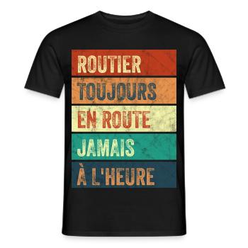 Routier Toujours en Route - T-shirt homme - noir - Devant - AI Model Male 178 light (178cm)