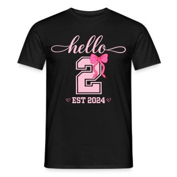 Hello 2 Est 2024 Pink Bow Design - Men's T-Shirt - black - Front - AI Model Male 178 light (178cm)
