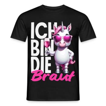 Je suis la mariée célibataire Licorne Vin de la douche nuptiale - T-shirt homme - noir - Devant - AI Model Male 178 light (178cm)