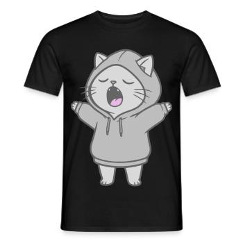 Chat en sweat à capuche - T-shirt homme - noir - Devant - AI Model Male 178 light (178cm)