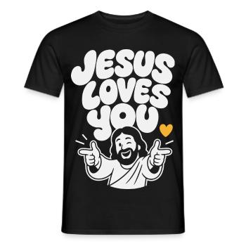 Jesus Loves You Finger Guns - Männer T-Shirt - Schwarz - Vorne - AI Model Male 178 light (178cm)