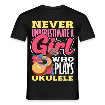 Designs et expressions amusantes de ukulélé - T-shirt homme - noir - Devant - AI Model Male 178 light (178cm)