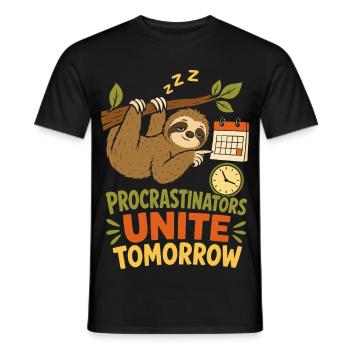 Procrastinators Unite Tomorrow - Männer T-Shirt - Schwarz - Vorne - AI Model Male 178 light (178cm)