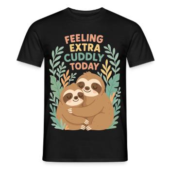Câlins de paresseux mignons – Design extra câlin - T-shirt homme - noir - Devant - AI Model Male 178 light (178cm)