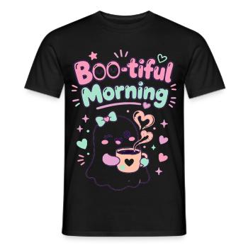 Boo-tiful Morning Geist Kaffee - Männer T-Shirt - Schwarz - Vorne - AI Model Male 178 light (178cm)