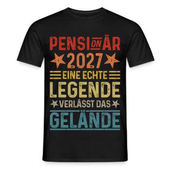Pensionär 2027 Eine Legende verlässt das Gelände - Männer T-Shirt - Schwarz - Vorne - AI Model Male 178 light (178cm)