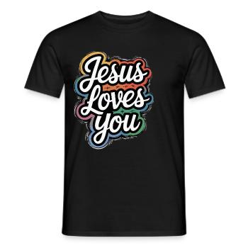 Jésus vous aime ! - T-shirt homme - noir - Devant - AI Model Male 178 light (178cm)