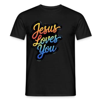 Jésus vous aime ! - T-shirt homme - noir - Devant - AI Model Male 178 light (178cm)
