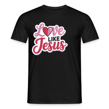 L’amour comme Jésus - Design chrétien Foi Dieu - T-shirt homme - noir - Devant - AI Model Male 178 light (178cm)