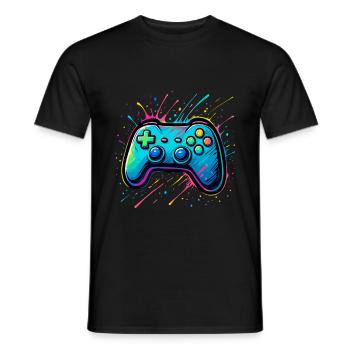 Manette Splash Gamer colorée - T-shirt homme - noir - Devant - AI Model Male 178 light (178cm)