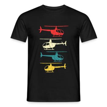 Hélicoptère rétro - T-shirt homme - noir - Devant - AI Model Male 178 light (178cm)