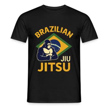 Gorille de Jiu Jitsu Brésilien - T-shirt homme - noir - Devant - AI Model Male 178 light (178cm)