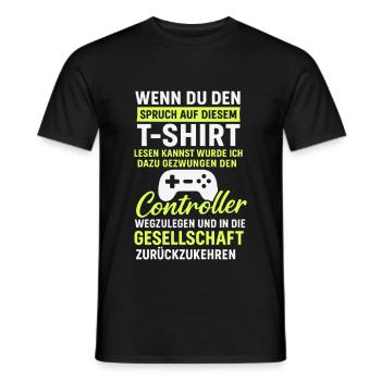 Controller Gaming Spruch - Männer T-Shirt - Schwarz - Vorne - AI Model Male 178 light (178cm)