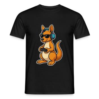 Gaming kangaroo with style - Men's T-Shirt - black - Front - AI Model Male 178 light (178cm)