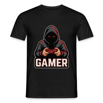 Dark Gamer – Gamer avec manette à capot - T-shirt homme - noir - Devant - AI Model Male 178 light (178cm)