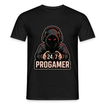 24/7 all-time gamer - Men's T-Shirt - black - Front - AI Model Male 178 light (178cm)