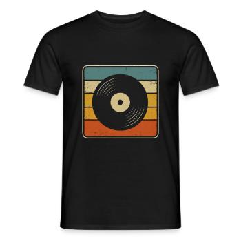 Retro Vinyl - Conception de disque vinyle vintage pour Mus - T-shirt homme - noir - Devant - AI Model Male 178 light (178cm)
