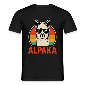 Cooles Alpaka – Retro Style Funshirt mit Sonnenbri - Männer T-Shirt - Schwarz - Vorne - AI Model Male 178 light (178cm)