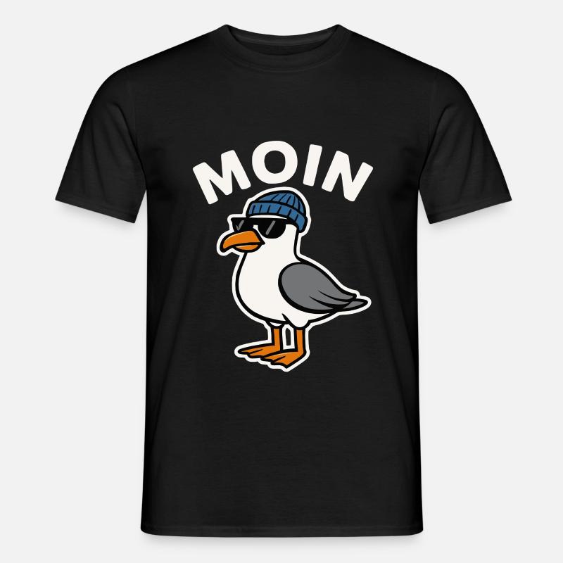 Moin Möwe - Männer T-Shirt - Schwarz