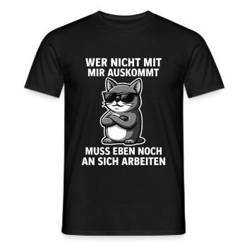 Coole Katze Spruch - Männer T-Shirt - Schwarz - Vorne - AI Model Male 178 light (178cm)