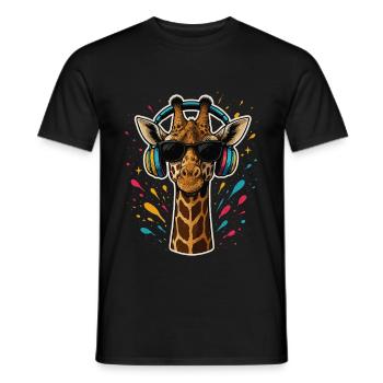 Coole Giraffe Musik - Männer T-Shirt - Schwarz - Vorne - AI Model Male 178 light (178cm)
