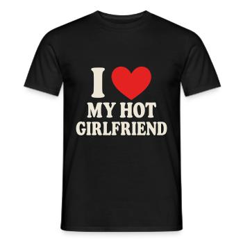 I ❤️ My Hot Girlfriend - Design de déclaration - T-shirt homme - noir - Devant - AI Model Male 178 light (178cm)