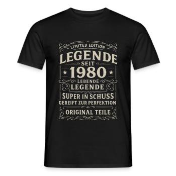 Legende seit 1980 - Männer T-Shirt - Schwarz - Vorne - AI Model Male 178 light (178cm)