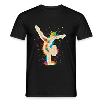 Gymnast Handstand – Colorful Splash Design - Men's T-Shirt - black - Front - AI Model Male 178 light (178cm)