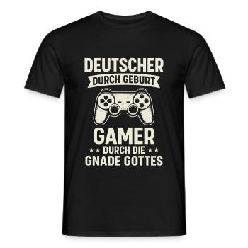 Allemand et joueur - Dicton du jeu - T-shirt homme - noir - Devant - AI Model Male 178 light (178cm)