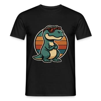Dinosaure cool avec des lunettes de soleil – style rétro - T-shirt homme - noir - Devant - AI Model Male 178 light (178cm)