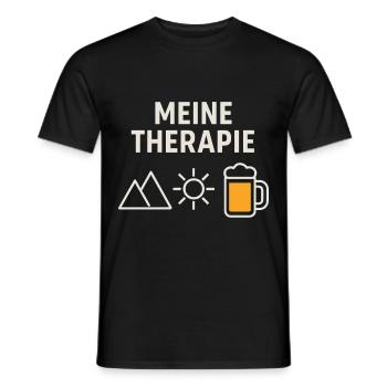 Therapie - Berge, Bier, Sonne - Männer T-Shirt - Schwarz - Vorne - AI Model Male 178 light (178cm)
