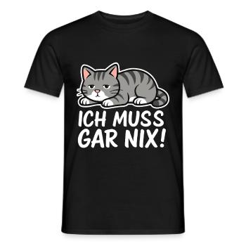 Je n’ai rien à faire – chat paresseux - T-shirt homme - noir - Devant - AI Model Male 178 light (178cm)