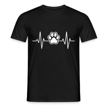 Heartbeat with a paw – love of animals - Men's T-Shirt - black - Front - AI Model Male 178 light (178cm)