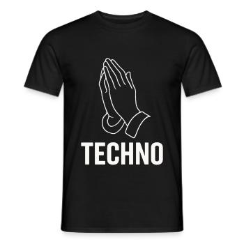 Techno Prayer – Pray for Bass - Men's T-Shirt - black - Front - AI Model Male 178 light (178cm)