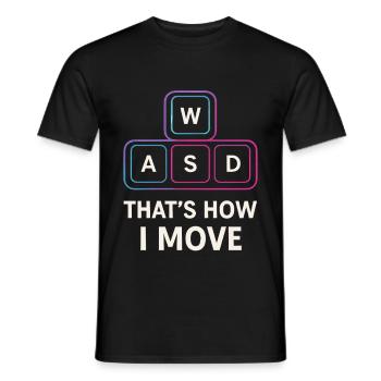 WASD Gamer Spruch – That's how I move - Men's T-Shirt - black - Front - AI Model Male 178 light (178cm)