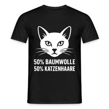 50 % de poils de chat – Humour du propriétaire de chat - T-shirt homme - noir - Devant - AI Model Male 178 light (178cm)