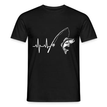 Fishing is my heartbeat – Fischer Design - Men's T-Shirt - black - Front - AI Model Male 178 light (178cm)