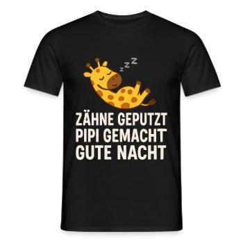 Teeth brushed, done, good night – giraffe - Men's T-Shirt - black - Front - AI Model Male 178 light (178cm)