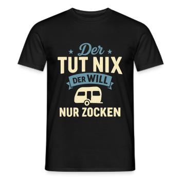 Il ne fait rien, il veut juste jouer à Caravan - T-shirt homme - noir - Devant - AI Model Male 178 light (178cm)
