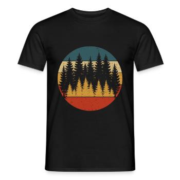 Retro Wald Natur Design - Männer T-Shirt - Schwarz - Vorne - AI Model Male 178 light (178cm)
