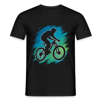Silhouette de VTT dans un style vintage - T-shirt homme - noir - Devant - AI Model Male 178 light (178cm)