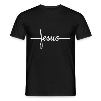 Conception du lettrage de la croix de Jésus - T-shirt homme - noir - Devant - AI Model Male 178 light (178cm)