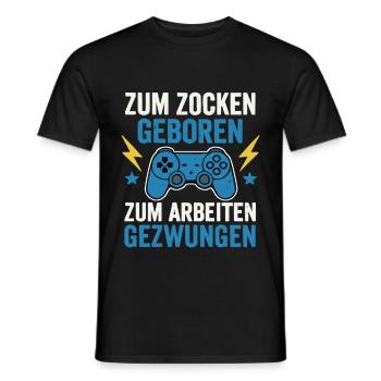 Né pour jouer - forcé de travailler - T-shirt homme - noir - Devant - AI Model Male 178 light (178cm)