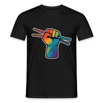 Puissance du batteur – Rainbow Fist - T-shirt homme - noir - Devant - AI Model Male 178 light (178cm)